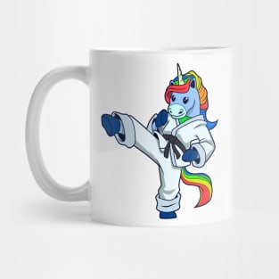Cartoon unicorn does karate Mug